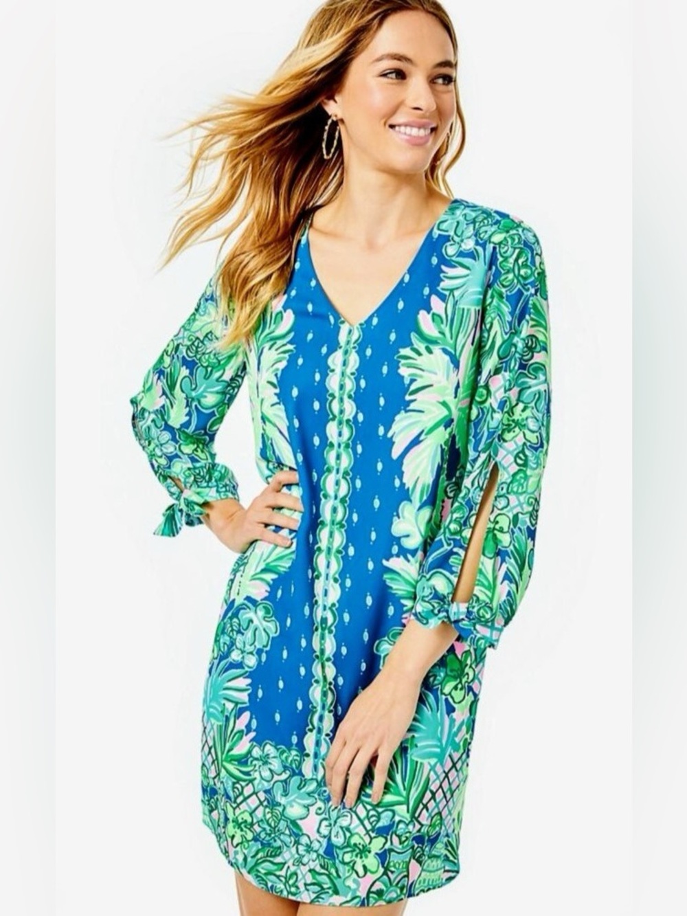 Lilly Pulitzer Large Pamela Shift Dress in Macaw Blue Coconut